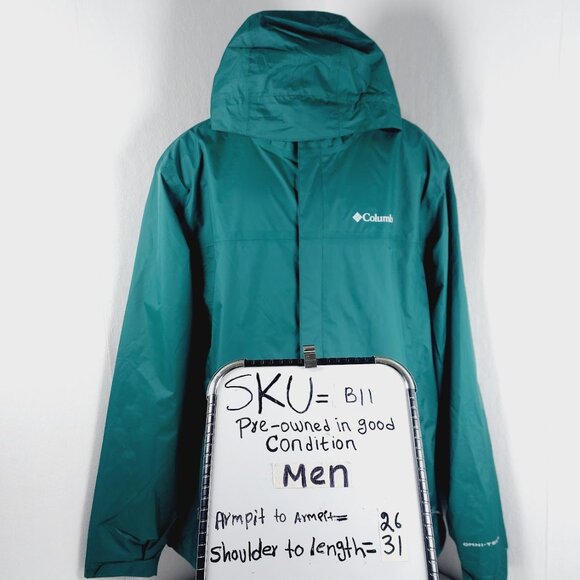 Columbia Men's Green Watertight Li Hooded Outdoor Rain Windbreaker Jacket Sz L - Picture 15 of 15